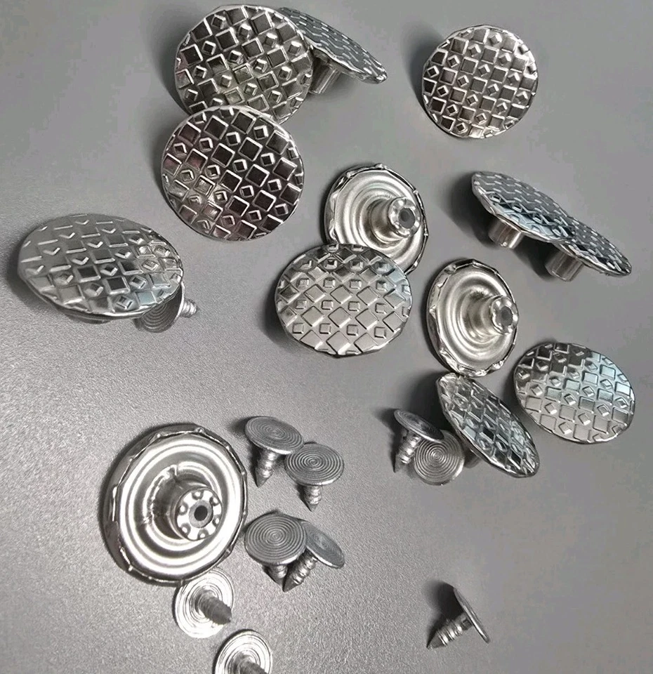 12 Jeansknöpfe Metallknopf Hose Knopf Messing silber 20 mm rostfrei design - Bild 1 von 3
