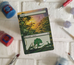 Mtg Basic Forest card Alter art Duel Decks: Ajani vs. Nicol Bolas