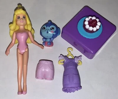 2009 Mattel Polly Pocket Princess Doll w/Pet, Strawberry Cake & Clothing~7 Pcs. - Image 1 of 3