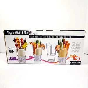 Individual Appetizer Servers Prodyne SD-4 Veggie Sticks and Dip on Ice Set of 4 - Picture 1 of 11