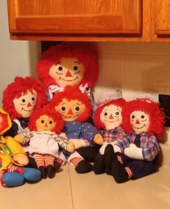 Raggedy Ann & Andy Plush Dolls, Applause Johnny Gruelle, Playskool, 6 dolls, VGC - Picture 1 of 10
