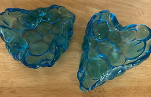 VTG glass Mid Century Modern Ashtrays/dishes  Pebble Bubble bulbous set of 2 - Picture 1 of 6
