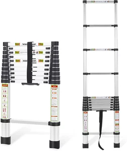 Telescoping Ladder 10.5FT & Attic Ladder, Heavy Duty Aluminum with Non-Slip Feet - Picture 1 of 12