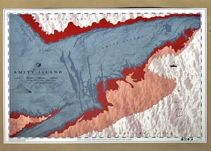 Anthony Petrie JAWS Movie Poster RED VARIANT Chum Chart Map Art Mondo Print /75 - Picture 1 of 13