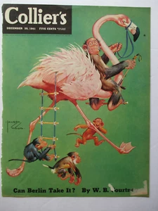 Collier’s magazine 1941 MONKEY RIDING FLAMINGO by Lawson Wood cover only - Bild 1 von 2