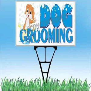 18"x24" DOG GROOMING Outdoor Yard Sign & Stake Sidewalk Lawn Pet Vet Haircuts - Picture 1 of 2