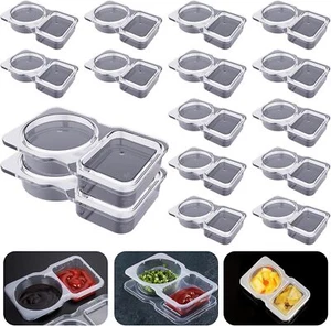 Double Compartment Condiment Containers with Lids, 2024 New Disposable 16 PCS  - Picture 1 of 7