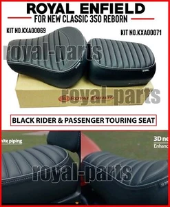 Royal Enfield "TOURING RIDER & PASSENGER SEAT BLACK" For New Classic Reborn 350 - Picture 1 of 13