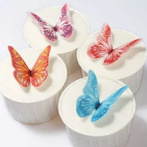 Edible Cake Topper Wafer Decoration Butterflies Assorted 50 X 55mm Cupcake - Picture 1 of 1