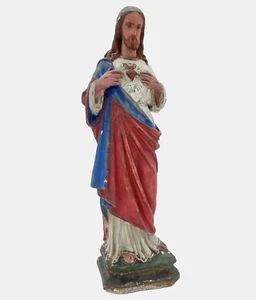 STATUA SACRO CUORE DI GESù , PRIMI 900' - ALTA 41,5 CM - Imagen 1 de 13