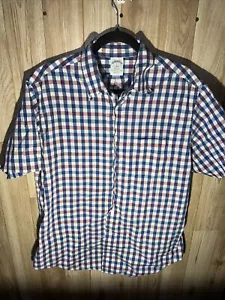 Brooks Brothers Regent Herren Hemd L blau rot weiß kariert Kurzarm Knopfleiste - Bild 1 von 6