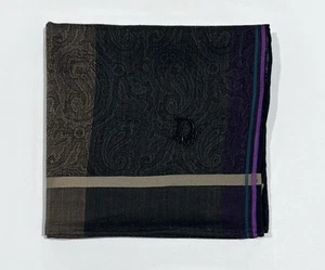 Handkerchief Man Christian Dior Paisley Green Gray Pocket Square Cotton 18” - Picture 1 of 6