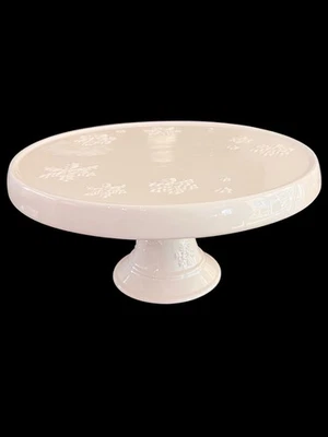 Hallmark Christmas Theme Snowflake Ceramic Pedestal 9" Cake Plate Winter Holiday - Image 1 of 4