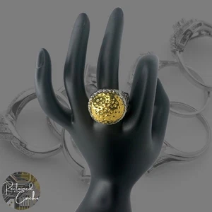 Silber Goldfarben Strukturiert Metall Kreis Ring Legierung Modeschmuck Größe 10,5 - Bild 1 von 7