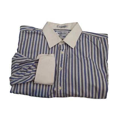 Burberrys of London French Cuff Blue gray  White Mens Dress Shirt 17.5-34 USA - Image 1 of 4