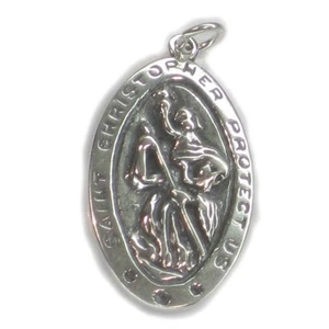 Dije San Cristóbal grande plata .925 x 1 Dije viajero --SFP- - Imagen 1 de 5