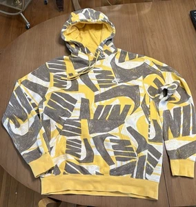 Nike Sportswear Felpa con Cappuccio Coulisse AOP Swoosh Giallo Nero Uomo PICCOLA - Foto 1 di 11
