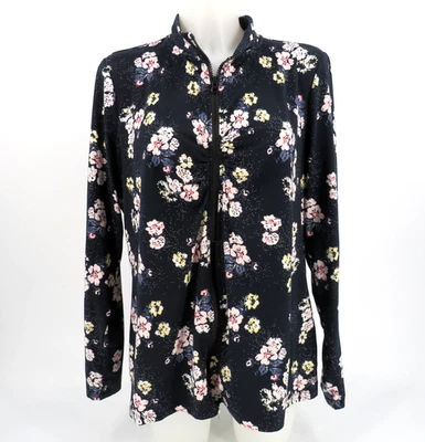 Maurices In Motion Navy Floral Full Zip Athletic Jacket Women's Size 0 (14W) - Image 1 of 4