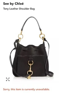 See By Chloe Black Leather And Suede Tony Bucket Bag With Detachable Straps - Picture 1 of 12
