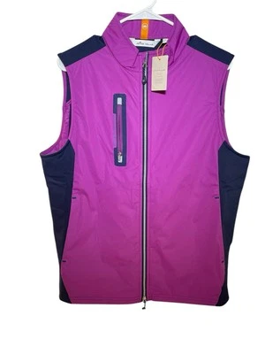 Peter Millar Crown Sport Hyperlight Fuse Full Zip Golf Vest Purple Navy Medium - Image 1 of 4