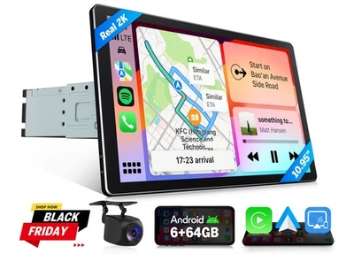 Eonon Single 1 Din 10.95"Android 13 6+64 Car Stereo Radio GPS Navi Apple CarPlay - Image 1 of 4