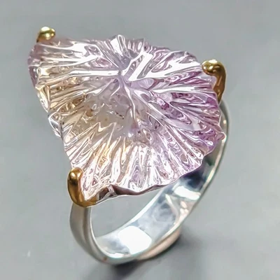 Anillo ametrino natural tallado personalizado 17 quilates plata de ley 925 talla 8/R446786 Foto 1 de 4