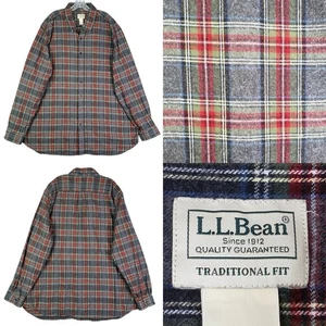 LL Bean Flannel Shirt Mens Size XXXL Tall Gray Red Plaid Cabin Cotton LS - Picture 1 of 10