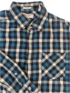 Penguin Musingwear Plaid Flannel Shirt Mens M Cotton Classi Outdoor Blue - Picture 1 of 6