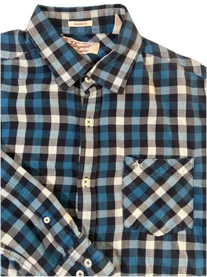 Penguin Musingwear Plaid Flannel Shirt Mens M Cotton Classi Outdoor Blue - Image 1 of 4