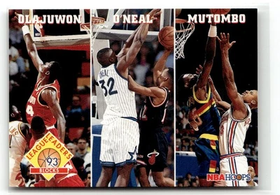 1993-94 Hoops #290 Blocks (Olajuwon / Shaquille O'Neal / Dikembe Mutombo) LL - Image 1 of 2