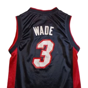 Camiseta Adidas Miami Heat Juvenil Pequeña Dwayne Wade #3 Negra NBA Baloncesto - Imagen 1 de 12