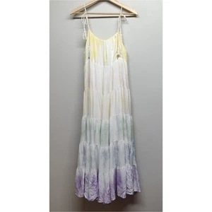 Maxi Vestido By Chapter Talla S Blanco Tie Dye Sin Mangas Volantes Bohemio Informal - Imagen 1 de 7