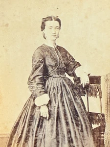CDV Jordan & Co Late Bogardus 1860s New York Woman With Ruffle Dress Posing - Picture 1 of 5
