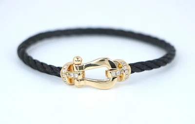 $6,925 Fred of Paris Force 10 Oro Amarillo 18k Pavé Diamante Cable Hebilla Brazalete Foto 1 de 4