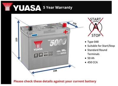 Battery fits HONDA S2000 HR-V CIVIC SHUTTLE FR-V INTEGRA STREAM e 048 - Image 1 of 4