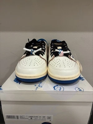 Talla 9 Travis Scott X Fragment Design Air Jordan 1 Low OG Blanco Azul DM7866-104 Foto 1 de 4