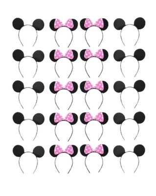 20 PIEZAS Diademas Orejas de Ratón para Fiesta de Cumpleaños Parque Temático Disfraz Jugar Celebrati Foto 1 de 3
