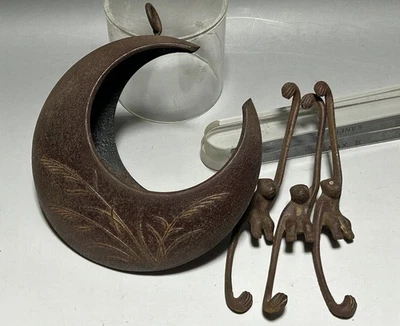 Ikebana #279 Japón Pequeño Hierro Colgante Luna Florero Maceta, Jardín Japonés Foto 1 de 4