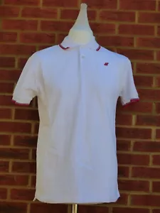 BNWT Mens Boxfresh White Red Navy Twin Tipped Polo Shirt 100% Cotton Casual S - Picture 1 of 7
