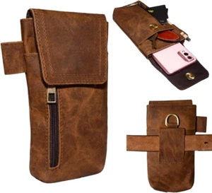 Leder Handy Holster - echtes vollnarbiges Büffelleder - 7" Höhe x 3,5" Breite - Bild 1 von 12