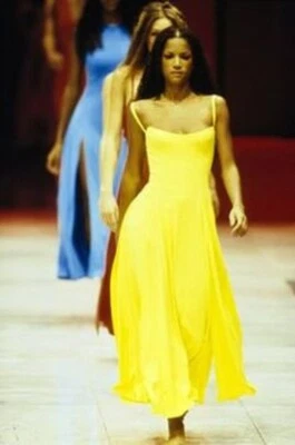 Gianni Versace 1993 S/S Couture Yellow Split Dress Size 8 US - Image 1 of 4