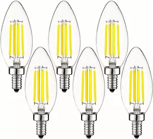6x Luxrite LED Chandelier Bulbs 60W Equivalent 5000K 550lm Dimmable E12 Base - Picture 1 of 8