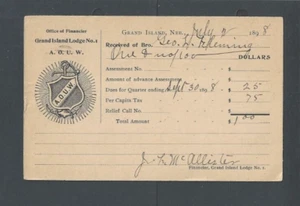 1898 Grand Island Neb Grand Island Lodge #1 AOUW Ancient Order Of United--- - Picture 1 of 1