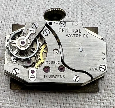 CENTRAL C-11 - BENRUS 17J WATCH MOVEMENT WATCHMAKER Parts Repair Dial #Z41 - Image 1 of 4