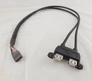 1x 1.5ft Dual USB 2.0 A Female Panel Mount To Motherboard 10P 0.1" Header Cable - Picture 1 of 6
