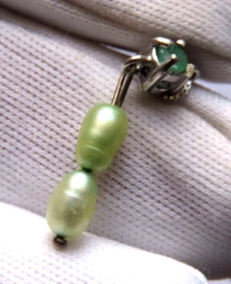 Ciondolo in smeraldo colombiano e perla verde mangrovie, argento 925 - Immagine 1 di 4