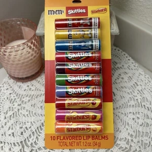 Taste Beauty Candy Flavor Lip Balm Set 10 Lip Balms m&ms Skittles Starburst New - Picture 1 of 5
