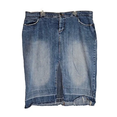 Falda Mossimo Mujer 12 Azul Denim Jean Hasta la Rodilla Sin Dividir Y2K Modesto Boho Foto 1 de 4