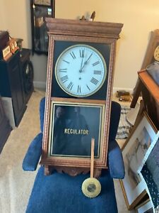 SESSION SHOP/ STORE REGULATOR C1930 WORKING 8 DAY TIME ONLY EMBOSSED OAK CASE