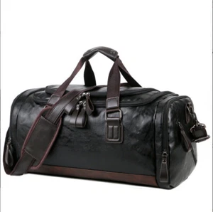 XXL Reisetasche PU Leder Weekender Sporttasche Schulter Tasche Herren Schwarz - Bild 1 von 6